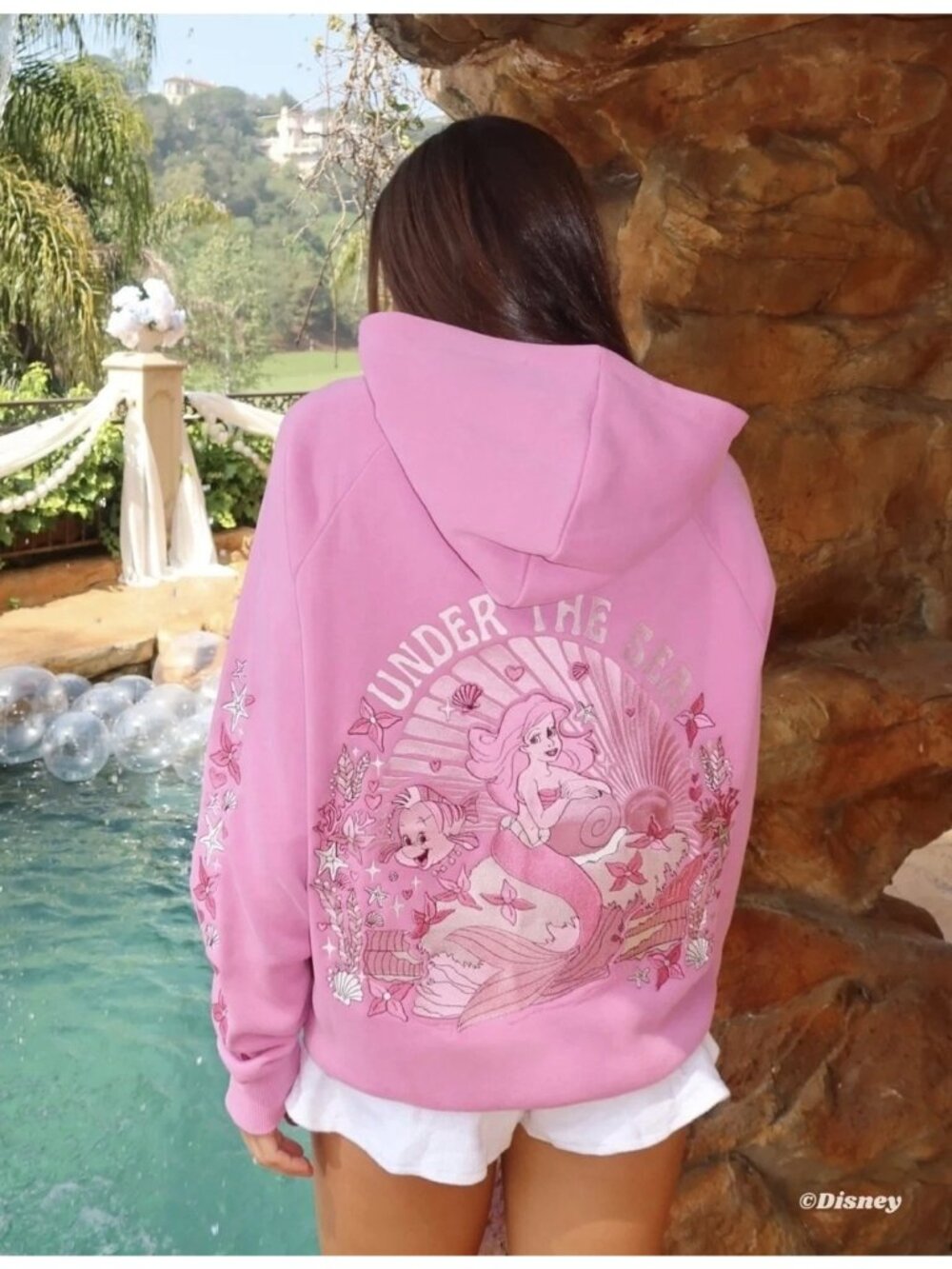 Pink Palm Puff Under The Sea Disney Ariel Pink Hoodie - Picture 11 of 11